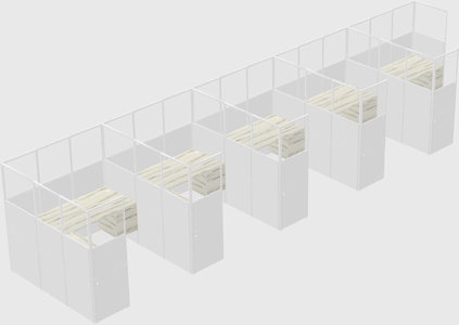 Shared l-shaped cubicle