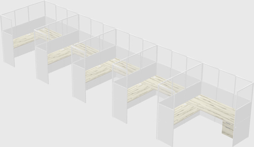 Shared l-shaped cubicle