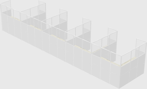 Shared l-shaped cubicle