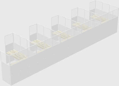 Shared l-shaped cubicle