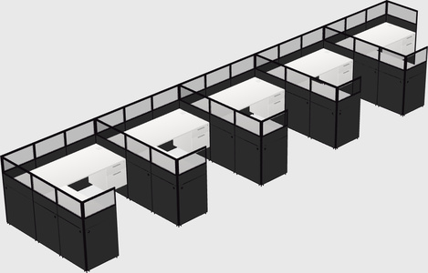 Shared l-shaped cubicle