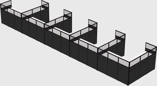 Shared l-shaped cubicle