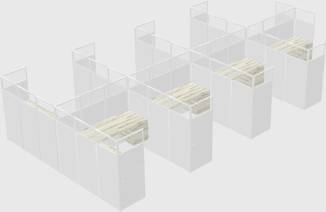 Shared l-shaped cubicle