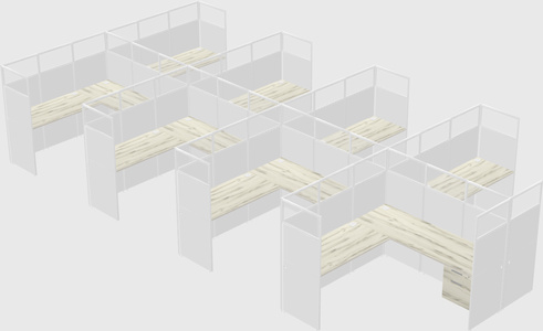 Shared l-shaped cubicle