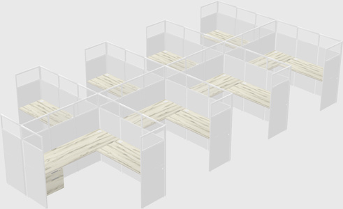 Shared l-shaped cubicle