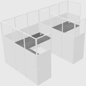 Shared l-shaped cubicle
