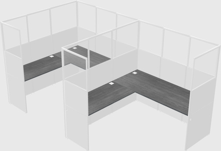 Shared l-shaped cubicle