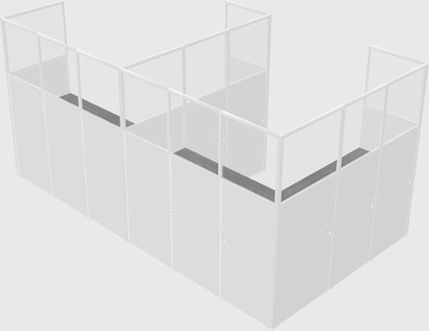 Shared l-shaped cubicle