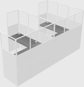 Shared l-shaped cubicle