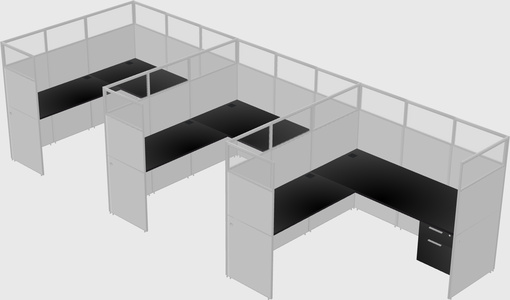 Shared l-shaped cubicle