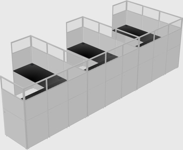 Shared l-shaped cubicle