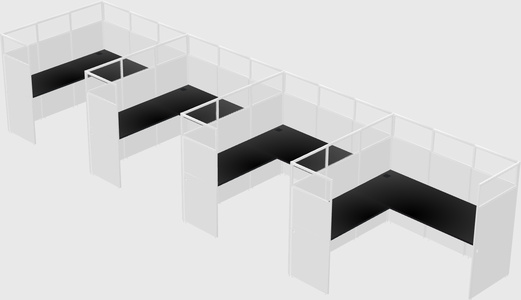 Shared l-shaped cubicle