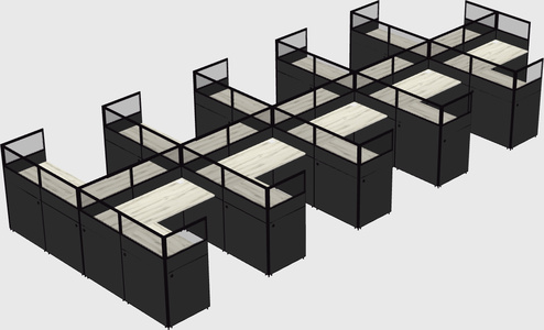 Shared l-shaped cubicle