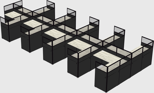 Shared l-shaped cubicle