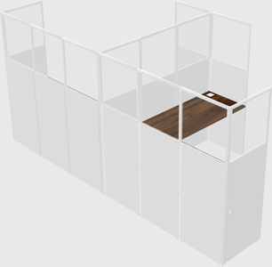 Shared l-shaped cubicle