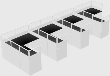 Shared l-shaped cubicle