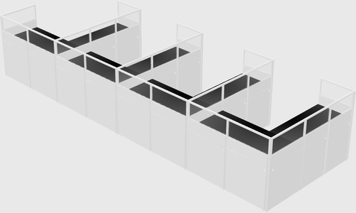 Shared l-shaped cubicle