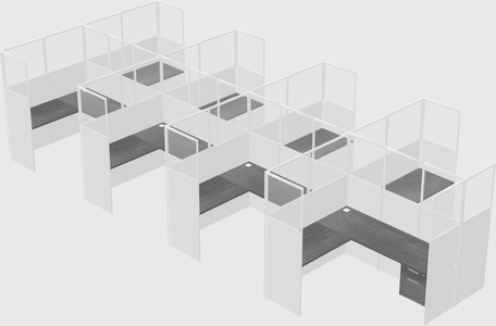 Shared l-shaped cubicle