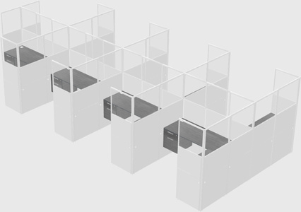 Shared l-shaped cubicle