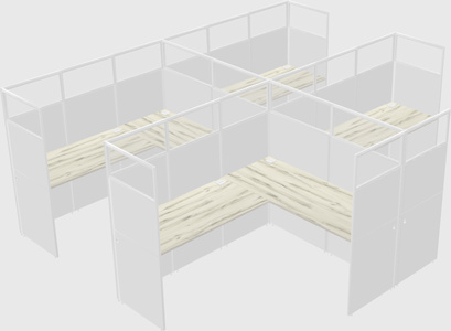 Shared l-shaped cubicle