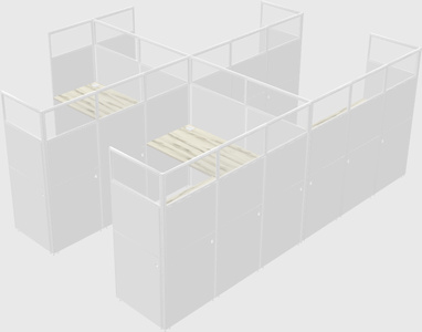Shared l-shaped cubicle