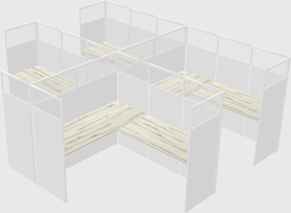 Shared l-shaped cubicle