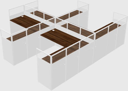Shared l-shaped cubicle