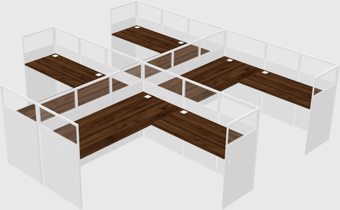Shared l-shaped cubicle