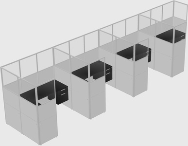 Shared l-shaped cubicle