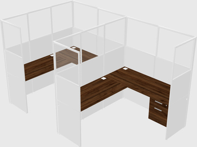 Shared l-shaped cubicle