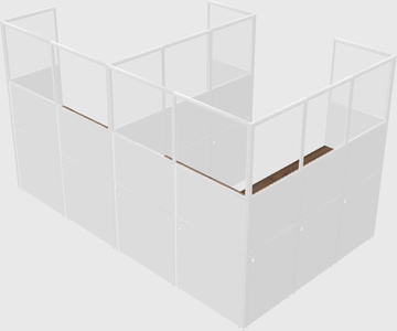 Shared l-shaped cubicle