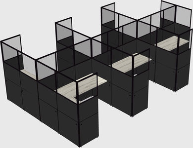 Shared l-shaped cubicle