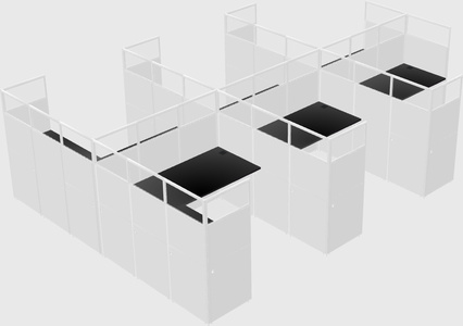 Shared l-shaped cubicle