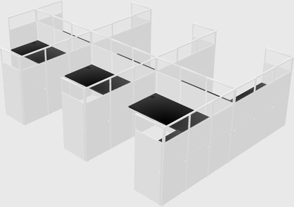 Shared l-shaped cubicle