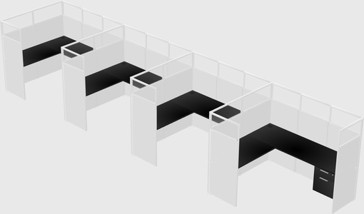 Shared l-shaped cubicle