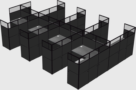 Shared l-shaped cubicle