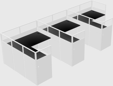 Shared l-shaped cubicle