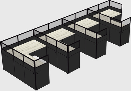 Shared l-shaped cubicle