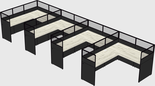Shared l-shaped cubicle