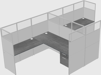 Shared l-shaped cubicle