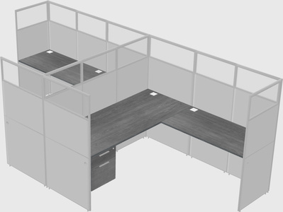 Shared l-shaped cubicle