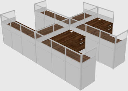 Shared l-shaped cubicle