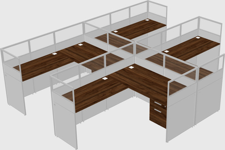 Shared l-shaped cubicle