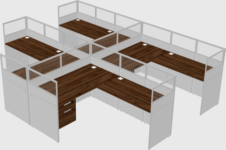 Shared l-shaped cubicle