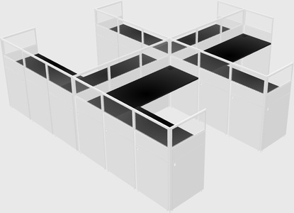 Shared l-shaped cubicle