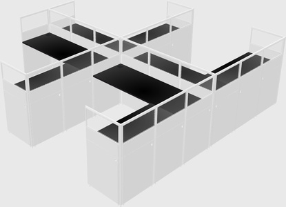 Shared l-shaped cubicle
