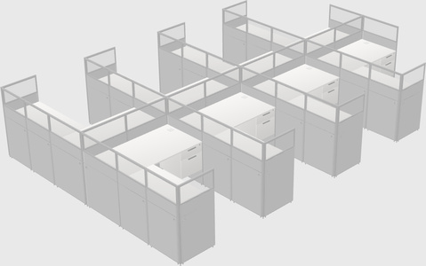 Shared l-shaped cubicle