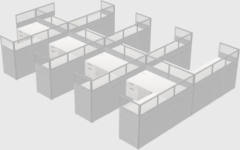 Shared l-shaped cubicle