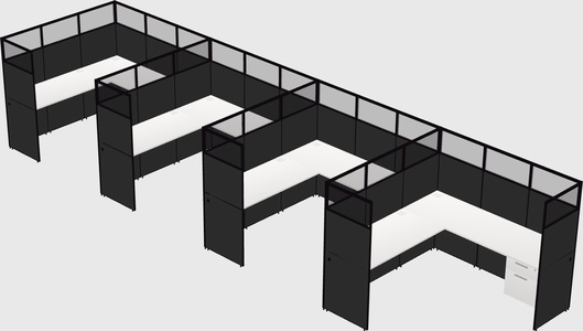 Shared l-shaped cubicle