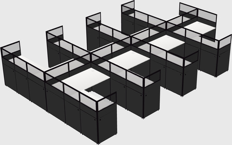 Shared l-shaped cubicle